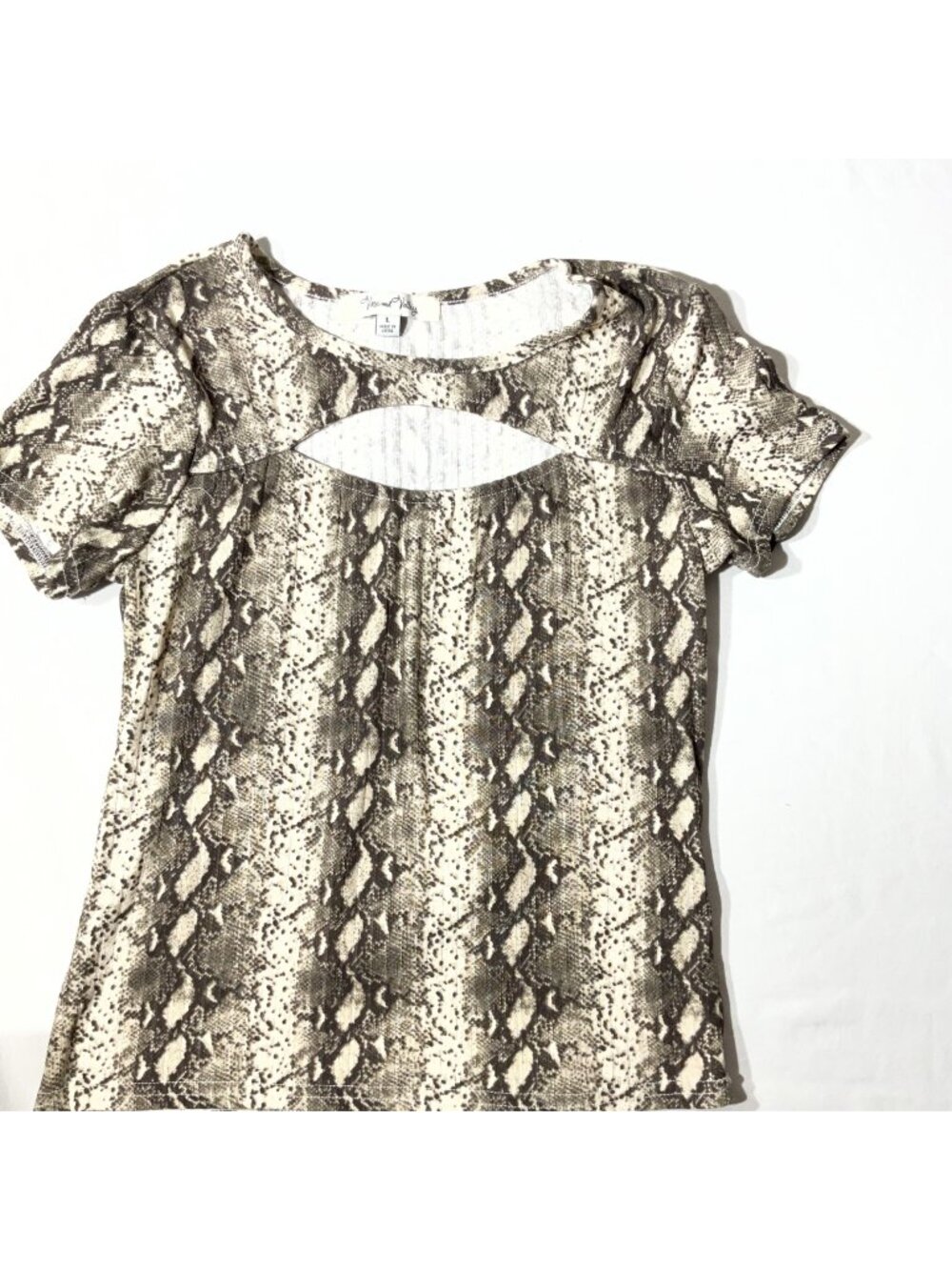 Snake Print Short Sleeve Cutout Top Large By Ware And Valley